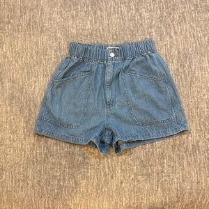 Madewell 27 Pull On Denim Paperbag Waist Shorts Arcwood Wash